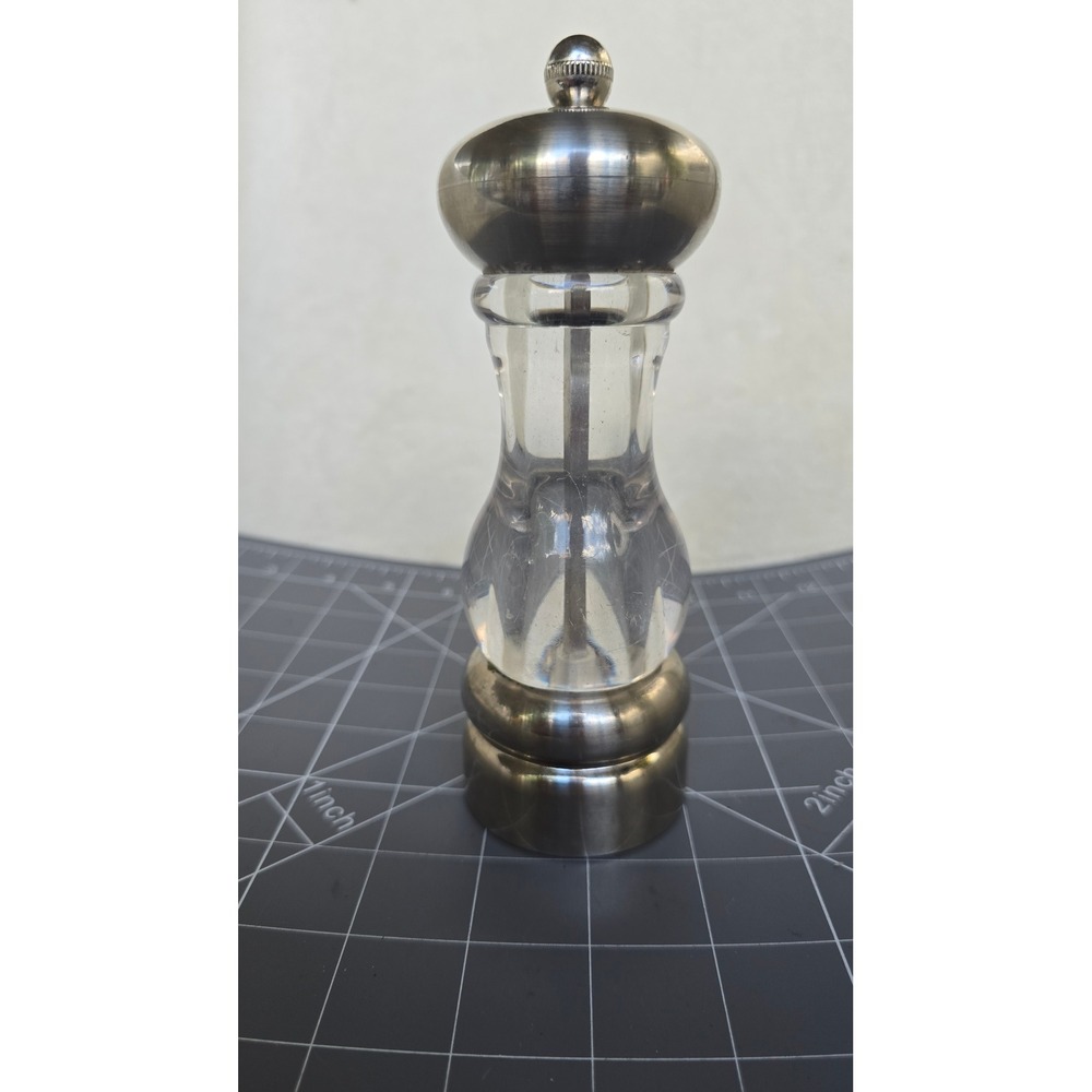 Olde Thompson Acrylic and Silver Pepper Mill Grinder Carbon Steel 6.5 inch